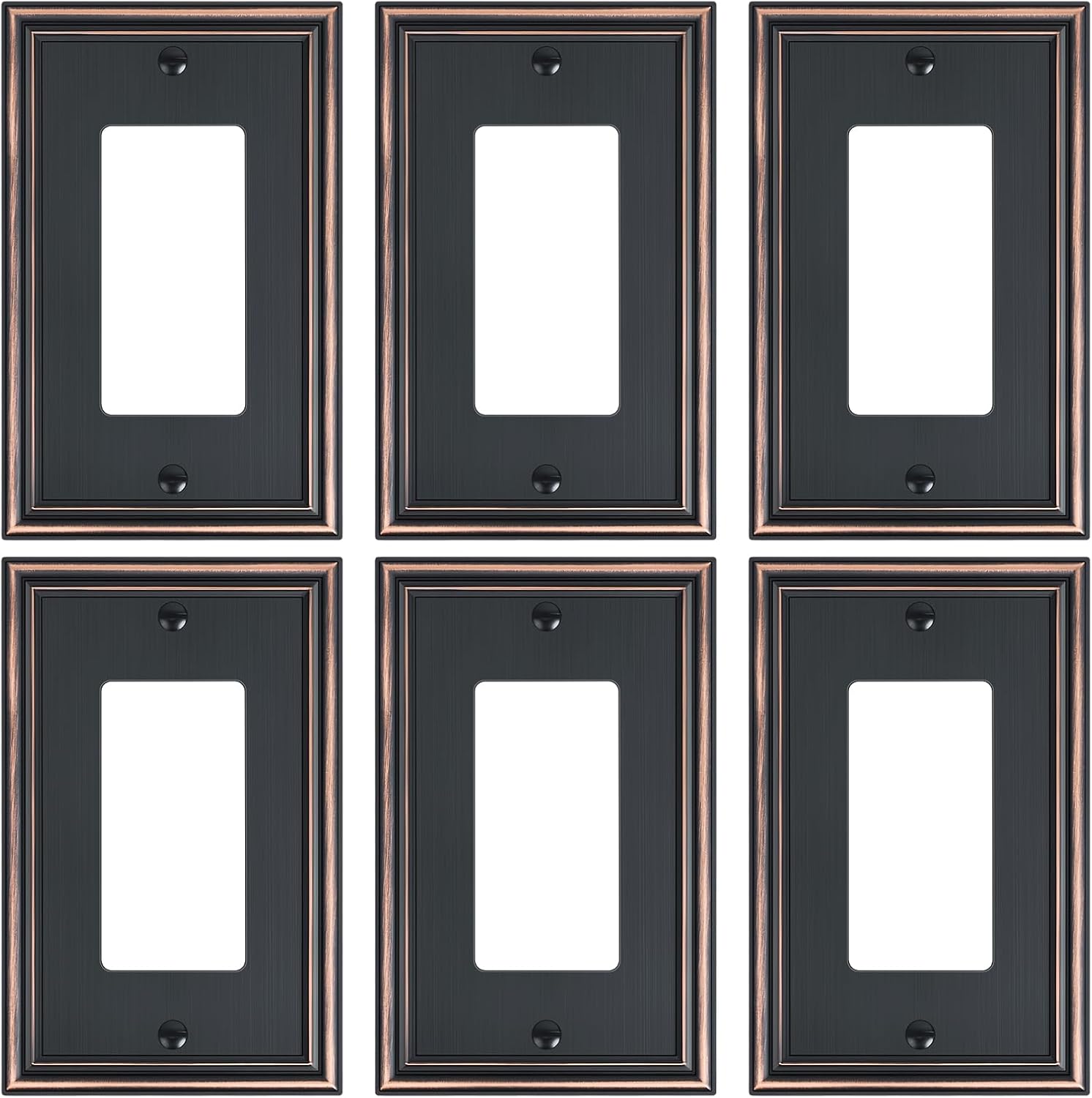 6-Pack Decorator Outlet Cover Plate, Aged Bronze Decorative Switch Plates and Outlet Covers