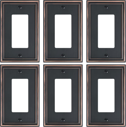 6-Pack Decorator Outlet Cover Plate, Aged Bronze Decorative Switch Plates and Outlet Covers
