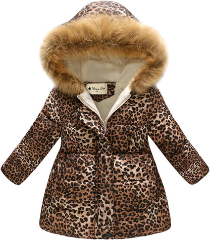 Miss Bei Girl's Winter Coat Jacket Hooded Kids Toddler Flower Print Parka Outwear Warm Cotton Puffer Hooded Jacket