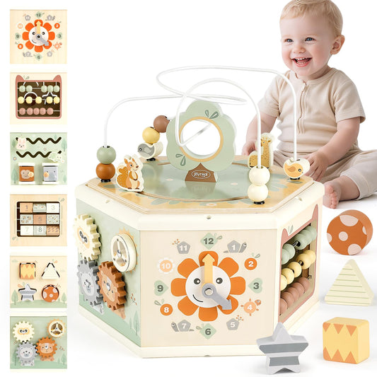Wooden Activity Cube - 11-in-1 Montessori Toys for 1+ Year Old Boys & Girls