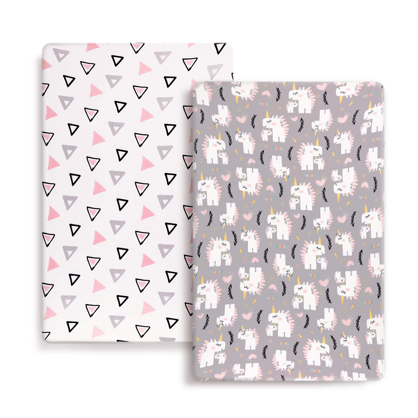 Stretchy Ultra Soft Jersey Knit Fitted Pack n Play Playard Sheets Set 2 Pack, Fits Portable/Mini