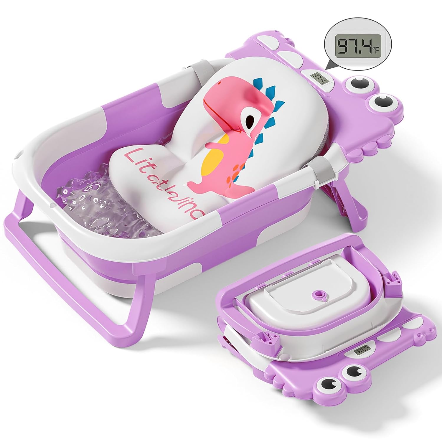 Collapsible Baby Bathtub for Newborn, Foldable Baby Bath Tub with Thermometer & Soft Floating