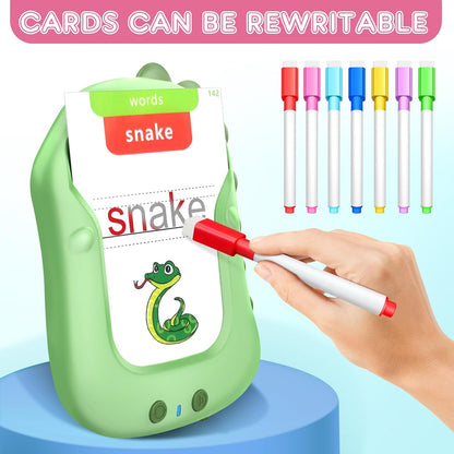 Reusable Writing & Drawing Talking Flash Cards for Toddlers - 168 Phonics Learning Cards with 8 Color Pens, Montessori Sensory Toys for Autism, Speech Therapy, Preschool Education - Gift for Ages 2-6.