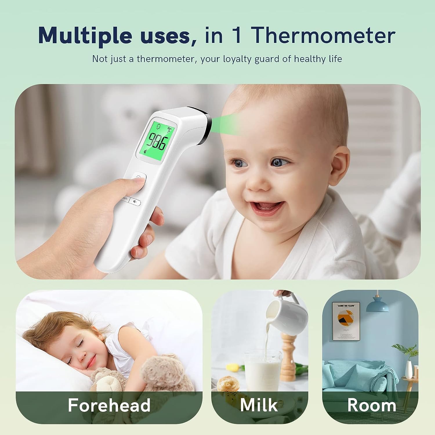 Digital Thermometer for Adults and Kids, Forehead No-Touch Thermometer with Fever Alarm, Accurate