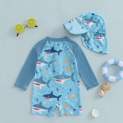 Hnyenmcko Baby/Toddler Boy Rash Guard Swimsuit Long Sleeve One Piece Zipper Swimwear Sunsuit Infant Bathing Suit Beachwear