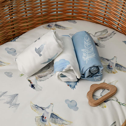 Gllquen Baby Bassinet Sheets 4 Pack, Breathable Cozy Fitted Mattress Sheet, Elastic Travel Crib Fashionable Pattern, Standard Cradle Safe Sheets for Babys Boy Girls 32"x16" (Pigeon)