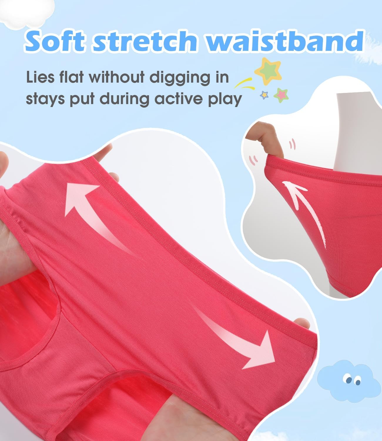 BAMBOO COOL Girls Underwear Kids Soft Skin-friendly Panties Breathable Lightweight Briefs For Teens 6-14 Years 6 Pack