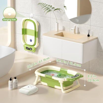 Collapsible Baby Bathtub for Newborn to Toddler (0-18 Month) - Portable Baby Bath Tub for Travel