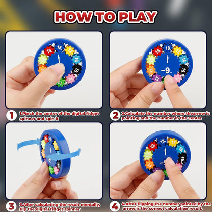 Math Fidget Spinners, Learning Division & Multiplication Colorful Fidget Toy, Math Facts Games Finger Spinner Toy for Kids and Fidgety People (9pcs)