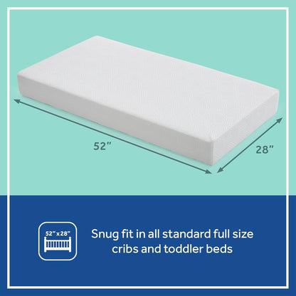 SEALY BABY OmniPedic Refresh Breathable 2 Stage Waterproof Crib Mattress Plus Toddler Bed Fit, Removable Knit Cover, GREENGUARD Gold Certified, Safety & Quality Tested, Made in USA, 52X28 -White