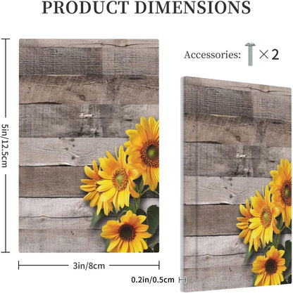 Sunflower Rustic Brown Gray Wood Light Switch Cover Plate 1 Gang No Device Blank Electrical Wall Plates Faceplate Decorative Switch Plate for Farmhouse Home Decor