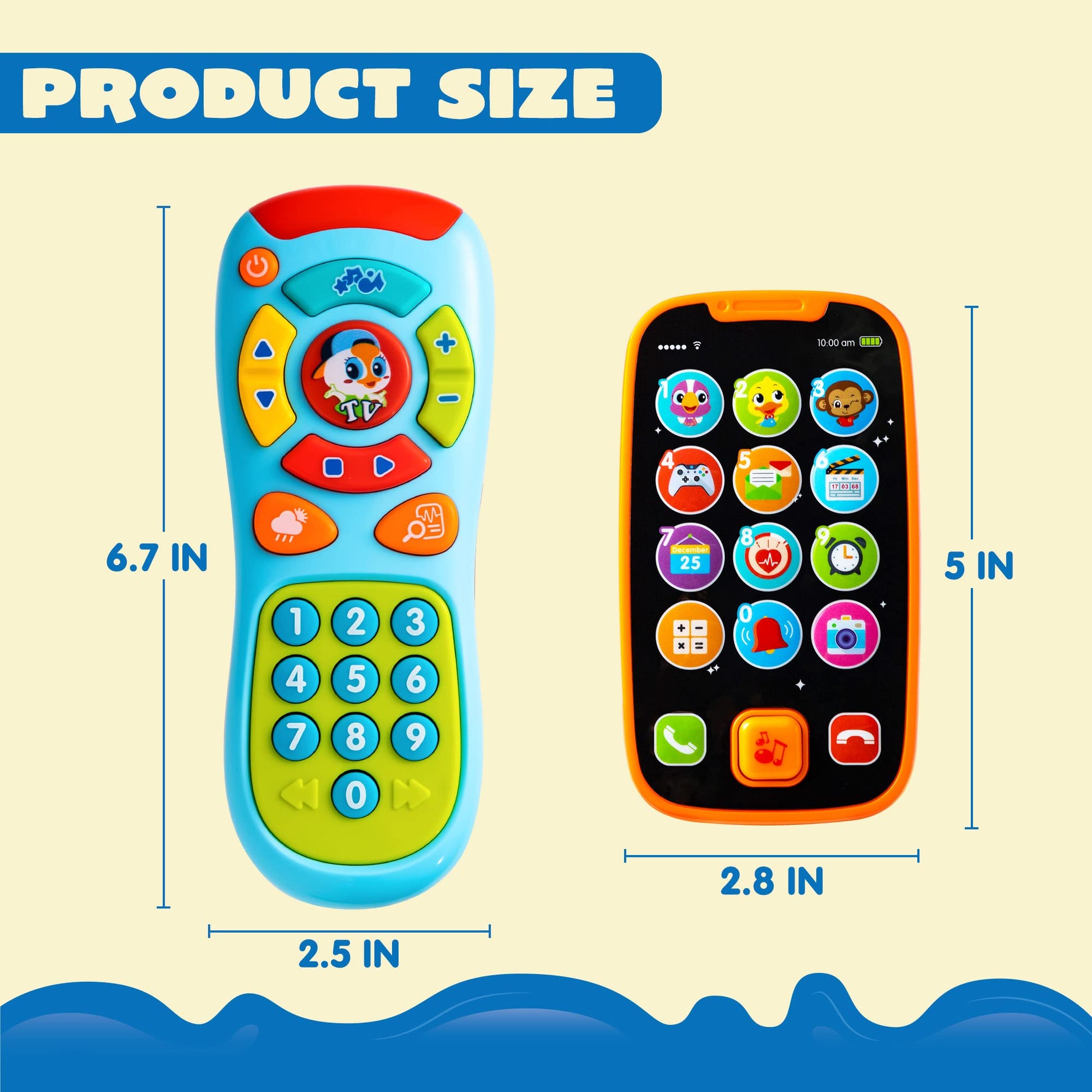 JOYIN Learning Phone and Remote Toy for Kids, Fun Smartphone Toys with Music for Boys or Girls