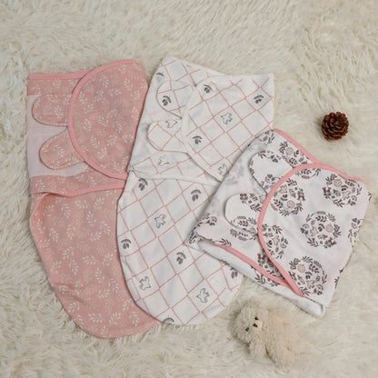 Baby Swaddle Sacks, 3-Pack Newborn Organic Cotton Swaddle Wrap, Adjustable Swaddling Blankets
