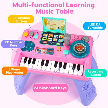 Baby DJ Table Musical Piano Toys for Toddlers Boys Girls with Music & Light