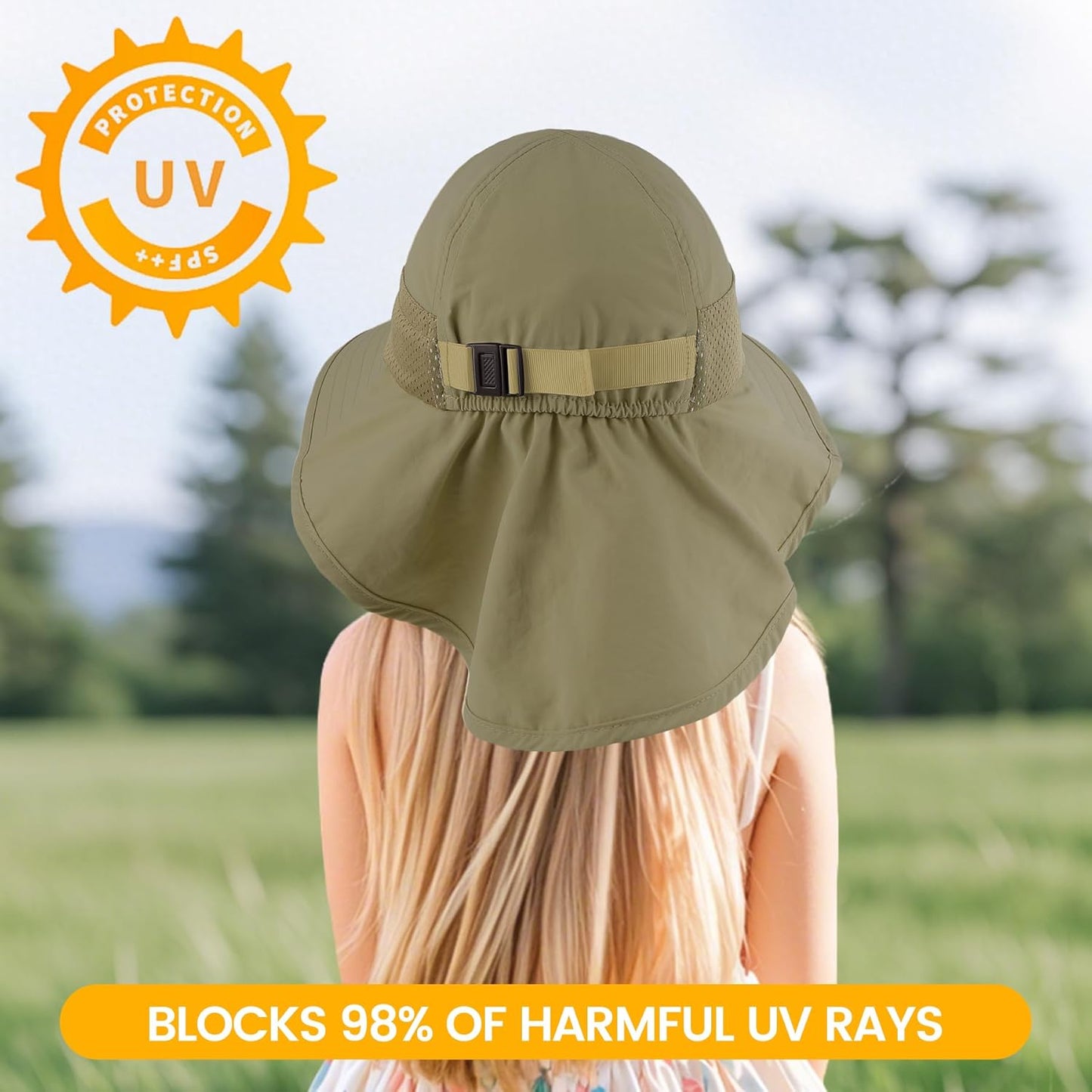 Baby Sun Hat with Neck Flap for Sun Protection Toddler Beach Hat UPF 50+ Outdoors 0-6 Years Boys Girls