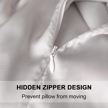 Mulberry Silk Pillowcase for Hair and Skin,Cooling Silk Pillow Case with Hidden Zipper,Allergen Proof Dual Sides Soft Breathable Smooth Silk Pillow Cover for Women (Light Gray, Toddler)