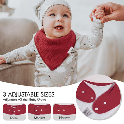 Muslin Baby Bibs for Boys Girls,10 Pack Super Absorbent Baby Bandana Drool Bibs Set for Teething and Drooling,100% Cotton Soft for Infant,Newborn