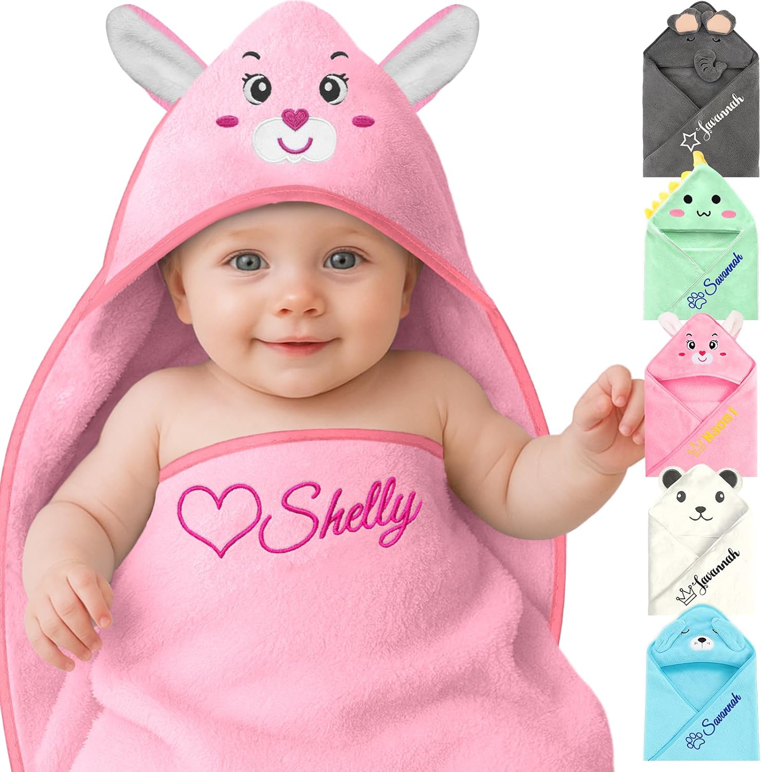 Personalized Baby Towels Hooded with Name, Custom Toddler Bath Towel with Hood for Girl Boy, Warm