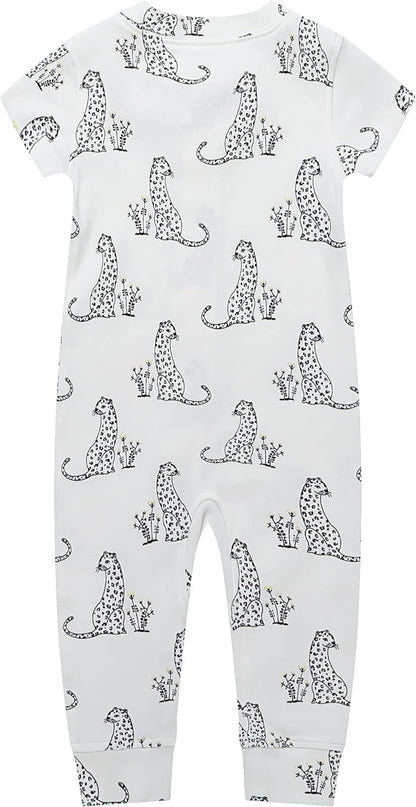 Owlivia Baby Boy Romper, Unisex Short-sleeve Summer Outfit, 100% Organic Cotton Girl One-Piece Jumpsuit