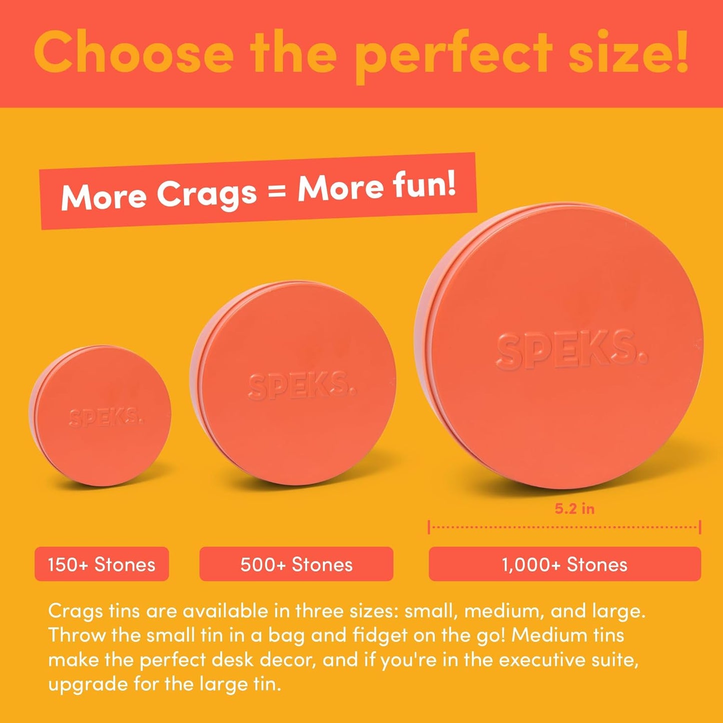 Speks Crags Ferrite Putty, Over 1,000 Ferrite Stones in a Metal Tin, Seriously Satisfying Fidget Toys for Adults and Desk Toys for Office, Matte Coral, Large
