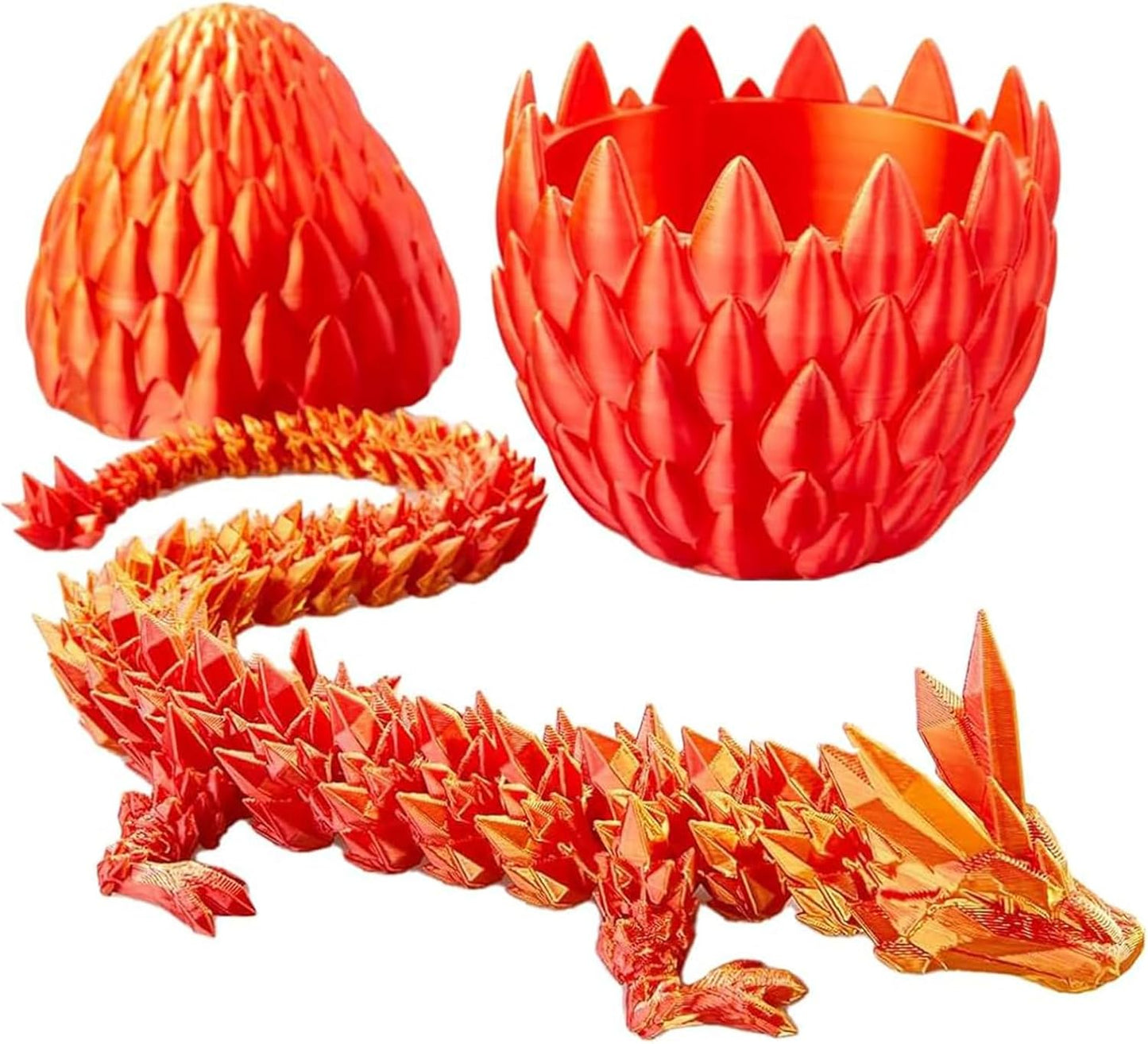 Dragon Egg,3D Printed Articulated Dragon,Dragon Eggs with Dragon Inside,Dragon Toy,3D Printed Dragon Egg Fidget Toys,New Full Articulated Dragon Crystal Dragon (Red)