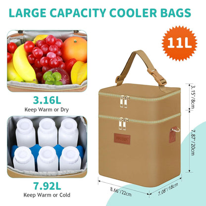 PIIOSER Breastmilk Cooler Bag with Ice Pack Fits 6 Baby Bottles Up to 9 Ounce, Insulated Baby