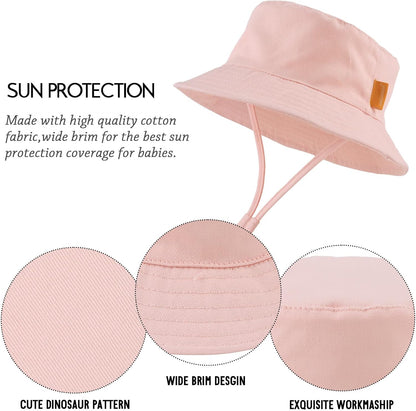 JANGANNSA Cotton Baby Sun Hat Infant Toddler Boys Girls Bucket Hats Summer Sun Protection Kids Beach Caps