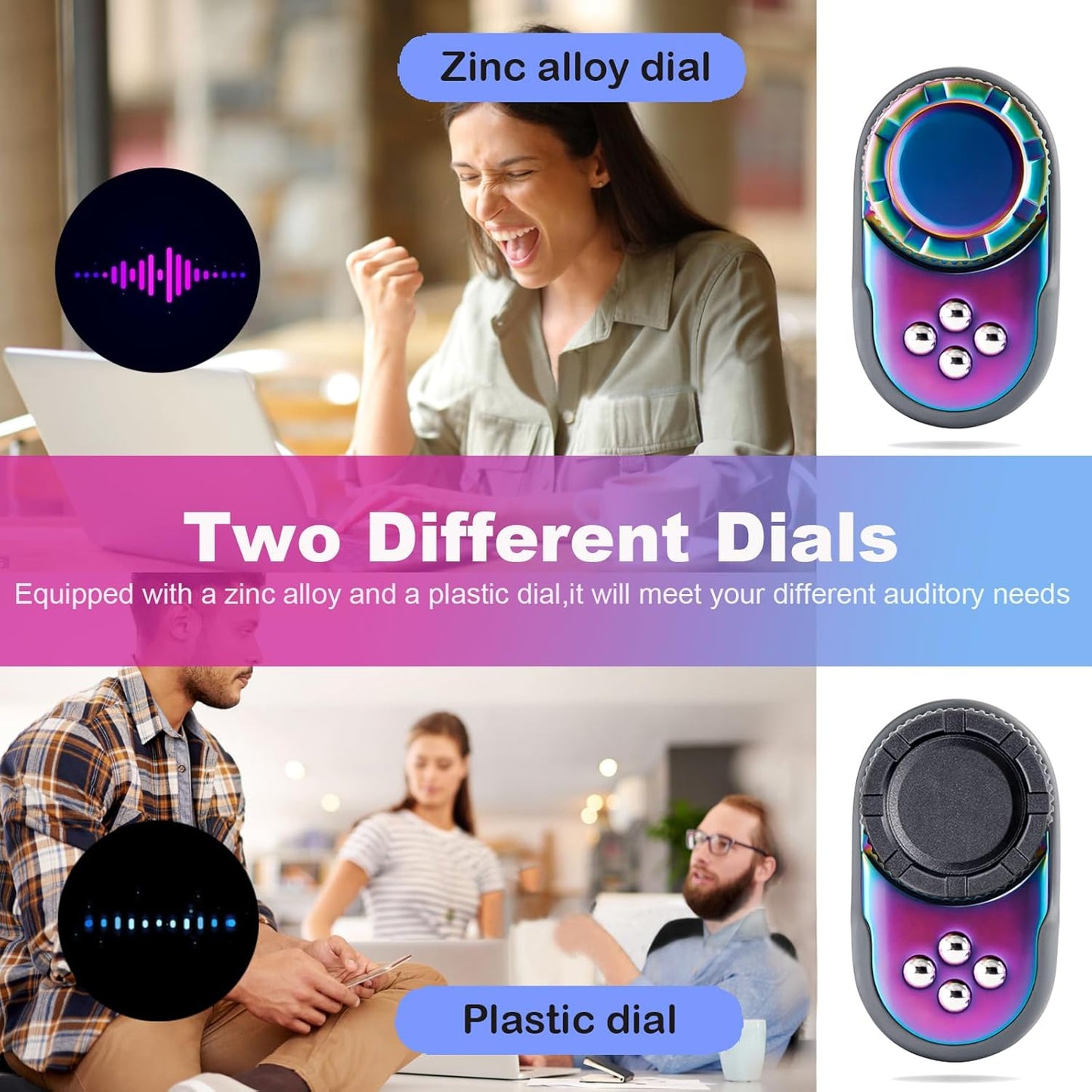 Fidget Toys Adults, OPPKIE Handheld Metal Desk Sensory Fidgets Toy Promotes Focus for Home Office Outdoors, Satisfying Toy for Men Teens Adults, Stress Pressure Anxiety Relief Tools (Rainbow)