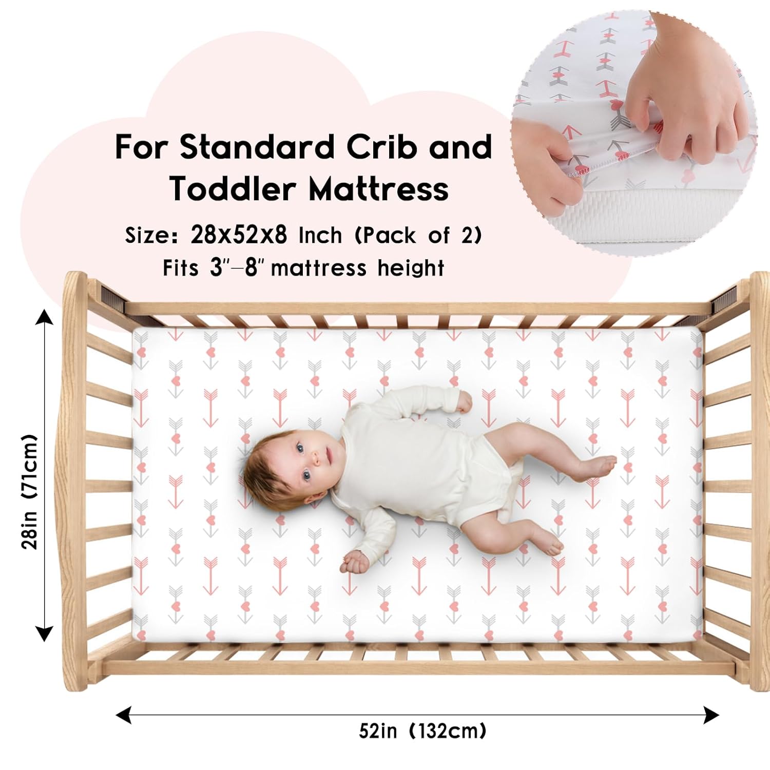 Yoofoss Baby Crib Sheets for Boys Girls, Fitted Crib Sheet 2 Pack for Standard Crib and Toddler