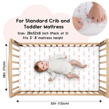 Yoofoss Baby Crib Sheets for Boys Girls, Fitted Crib Sheet 2 Pack for Standard Crib and Toddler
