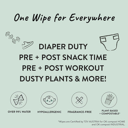 The Honest Company Clean Conscious Multi-Use Wipes | Hypoallergenic + Unscented for Sensitive Skin | Over 99% Water, Compostable, Plant Based, Baby Wipes | Balance Blues, 576 Count