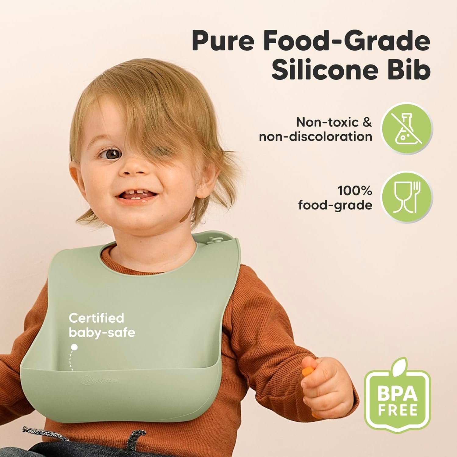 KeaBabies 2-Pack Silicone Baby Bibs for Eating - Sturdy Food-Grade Silicone Bibs for Babies Girl