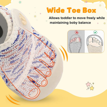 FEETCITY Baby First Walking Shoes Wide Baby Shoes Infant Sneakers Newborn Crib Shoe Barefoot Lightweight Slip On Shoe