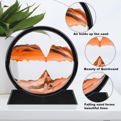 QLKUNLA Moving Sand Art Picture Liquid Motion 3D Deep Sea Sandscape in Motion Display Flowing Sand Frame Relaxing Desktop Home Office Work Decor Art Toys (7 inch, Purple)