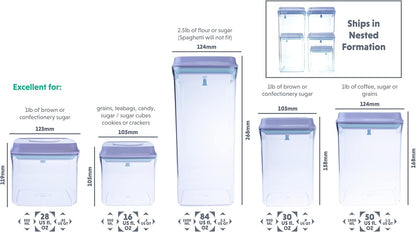 BopTop (5pc Set) Airtight Food Storage Container – Mechanical Silicone Seal Canister - BPA-Free