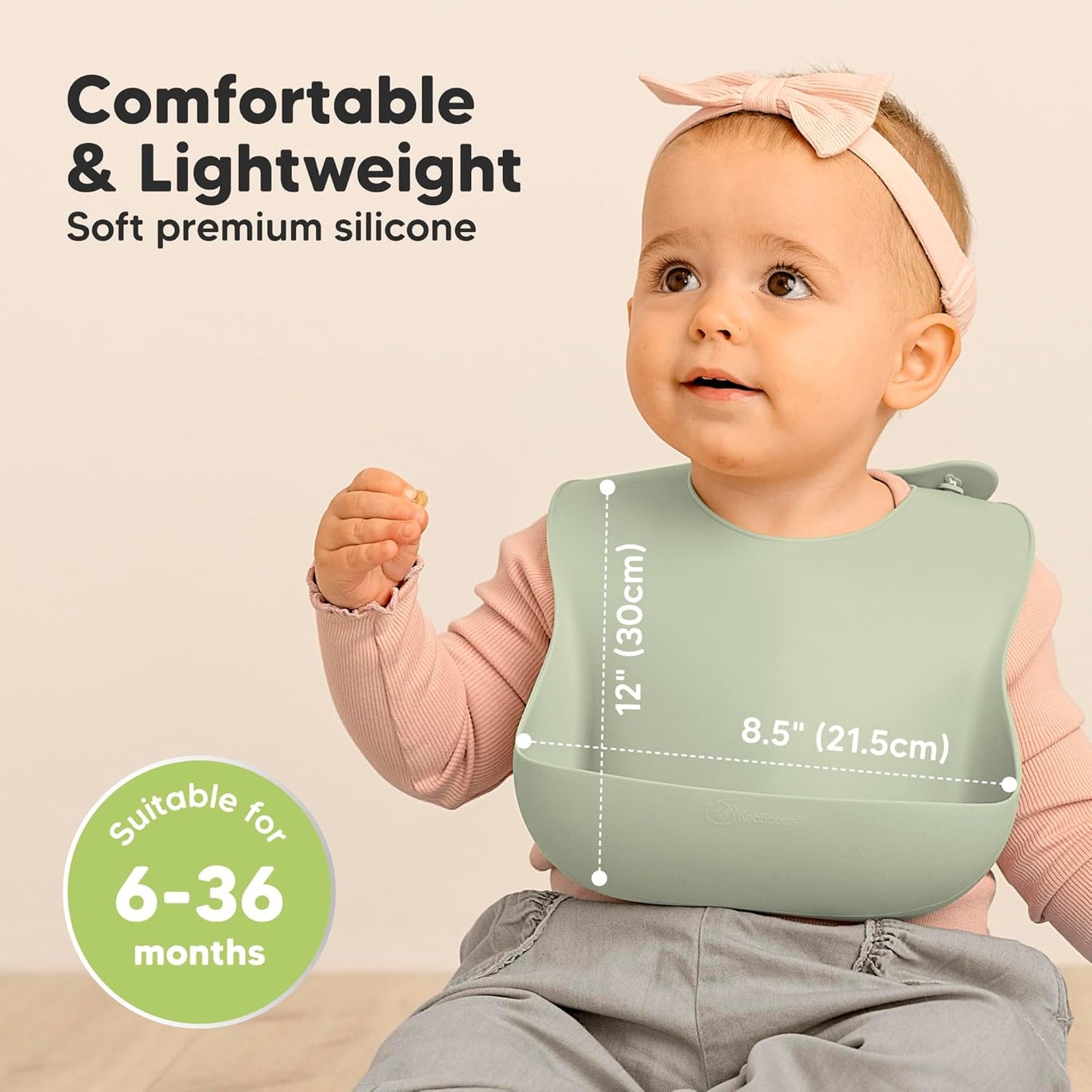 KeaBabies 2-Pack Silicone Baby Bibs for Eating - Sturdy Food-Grade Silicone Bibs for Babies Girl