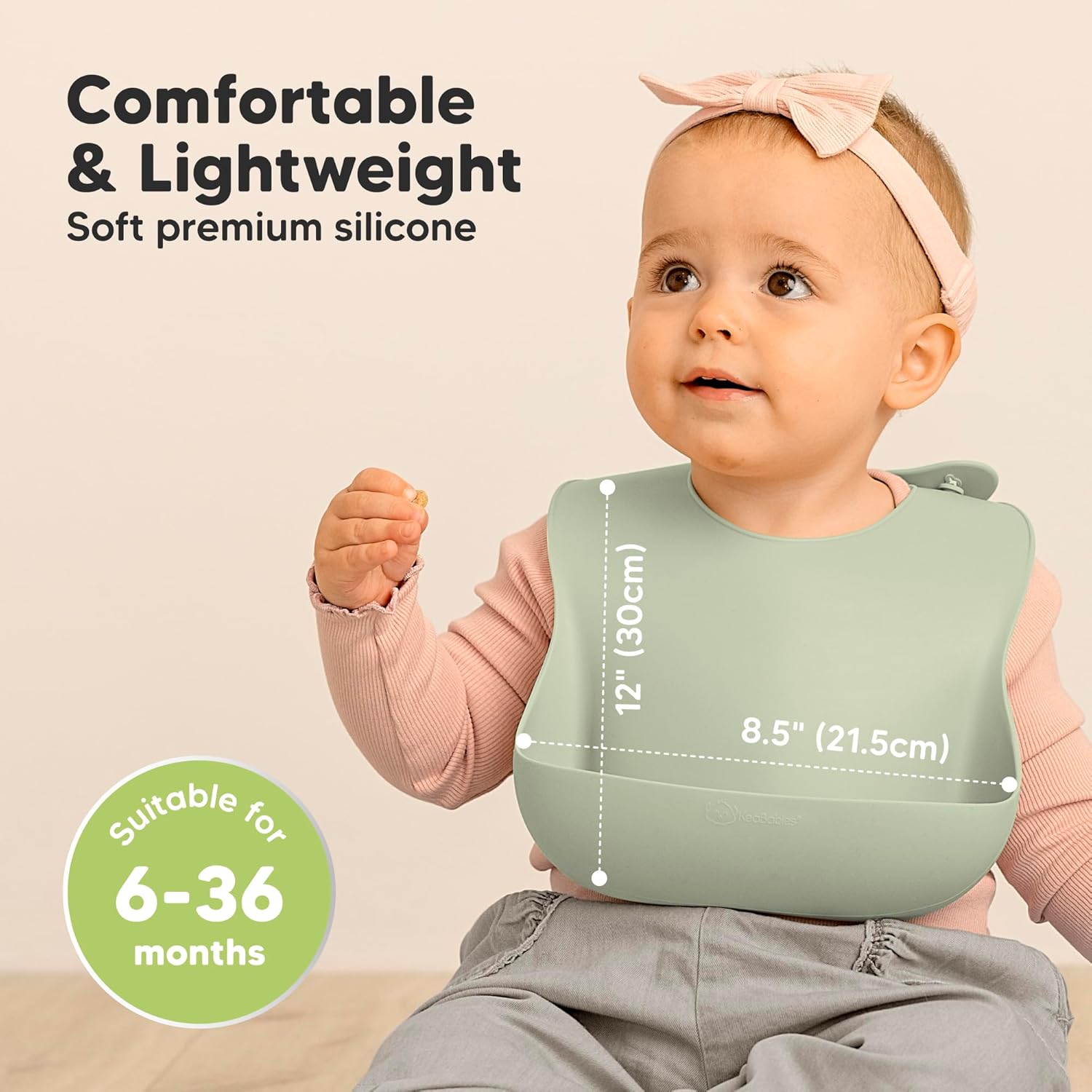 KeaBabies 2-Pack Silicone Baby Bibs for Eating - Sturdy Food-Grade Silicone Bibs for Babies Girl