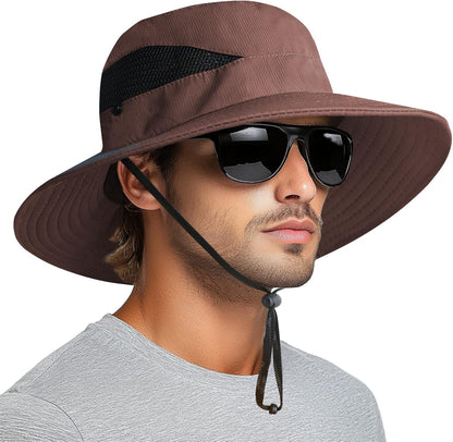 PFFY Sun Bucket Hats for Men Women 3” Wide Brim UPF 50+ Fishing & Beach Hat