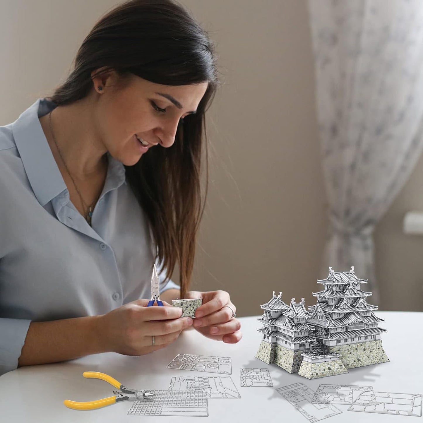 Piececool 3D Metal Puzzles for Adults, Himeji Castle - Japanese Architecture 3D Model Building Kits Creative Home Decoration Great Birthday