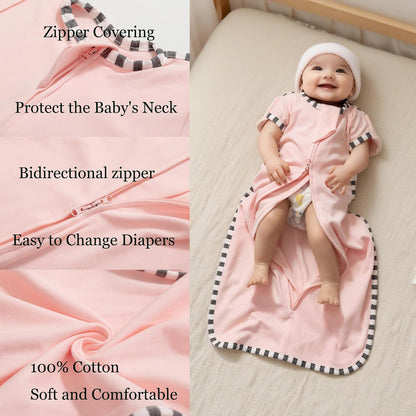 Baby Swaddle Blanket for Newborns and Infants,2-Piece Set Infant Pajamas,Bidirectional Zipper,Easy