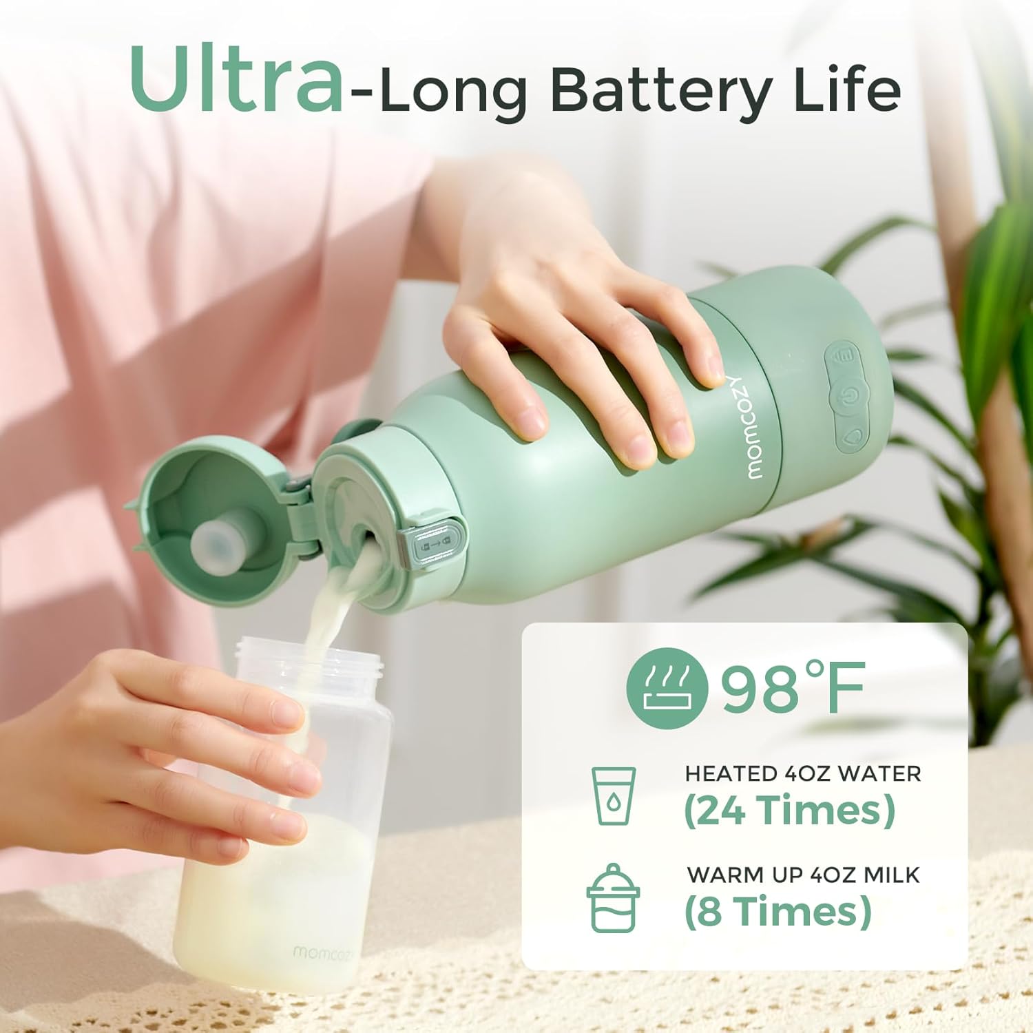 Momcozy Portable Milk Warmer for Travel – Dual Heating Modes for Breast Milk & Water, Portable