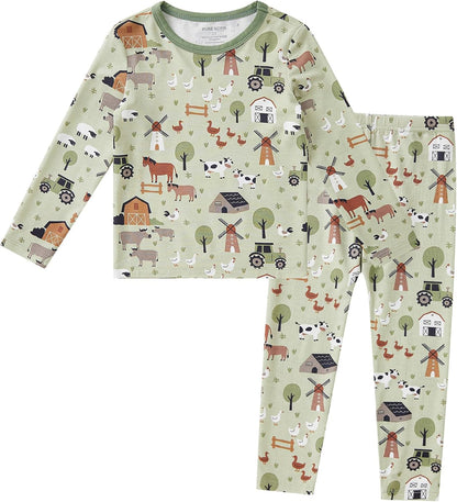 pureborn Baby Viscose From Bamboo Pajamas Set Pjs - Kids Toddler Girl Snug Fit Viscose Sleepwear 2pcs 18M-8Y