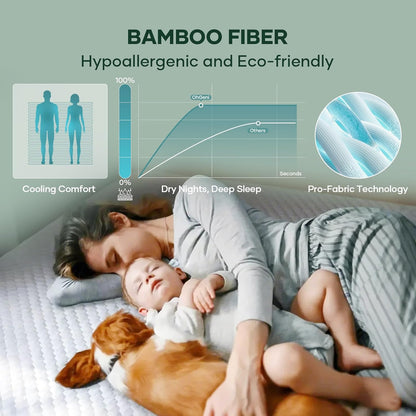 OhGeni 100% Waterproof Mattress Protector, Twin XL Size Mattress Pad, Fits 6"-20" Mattresses with