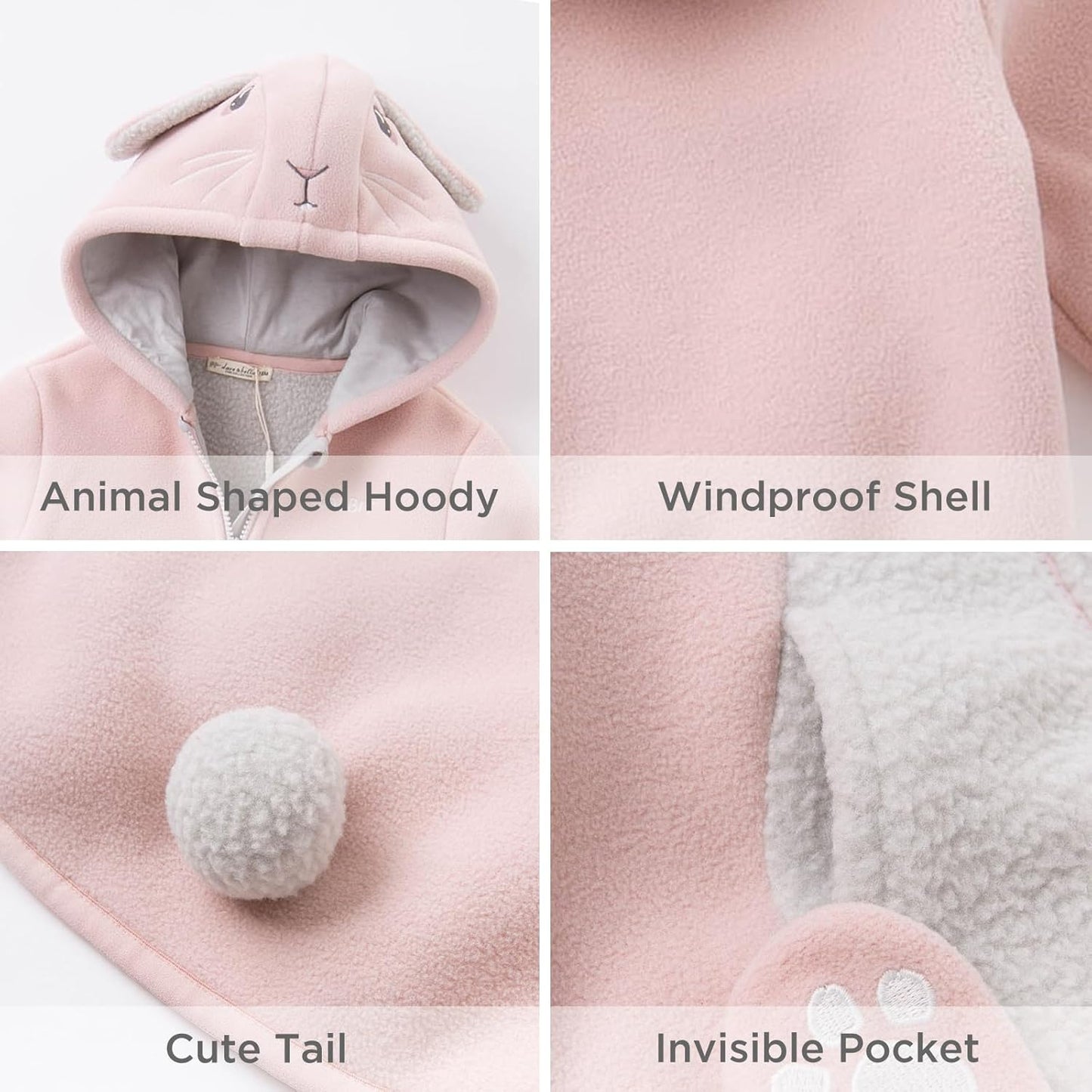 DAVE&BELLA Toddler Fleece Jacket, Baby Boys Girls Animal-shaped Hooded Zipper Long Sleeve Warm Spring Autumn Outerwear Coat