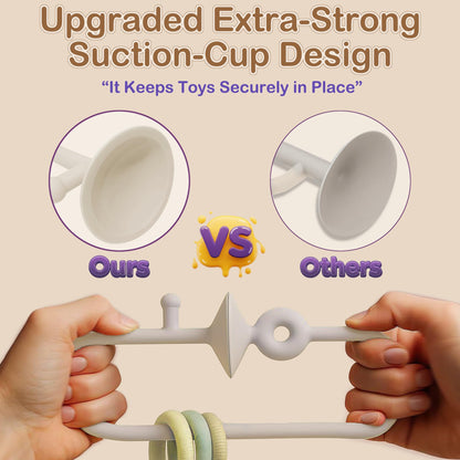High Chair Suction Cup Toy & Teething Toy Set, Sensory Toy [Beige]