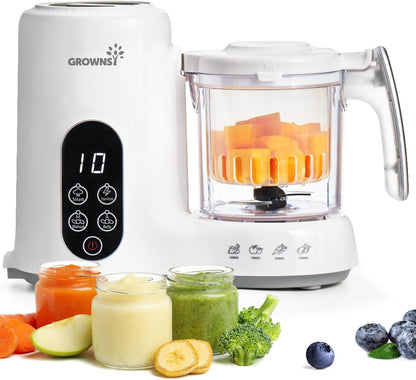 GROWNSY Baby Food Maker with Steam Basket, One Step Baby Food Processor Steamer Puree Blender