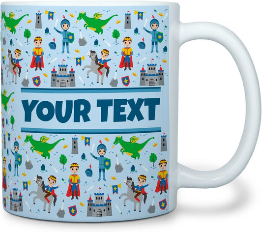 Personalized Mug for Kids - Princes - Custom Name/Text, Ceramic Hot Chocolate/Cocoa/Coffee Cup for Boys, Birthday/Christmas/Holiday Gift - 11 oz, White Handle