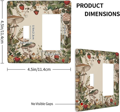 Decorative Outlet Covers Rustic Mushroom Garden Red Strawberry 2 Gang 1 Gang Wall Plate Cover Single Toggle Rocker Combo Light Switch Cover Plate Face Plate for Bedroom Home Decor