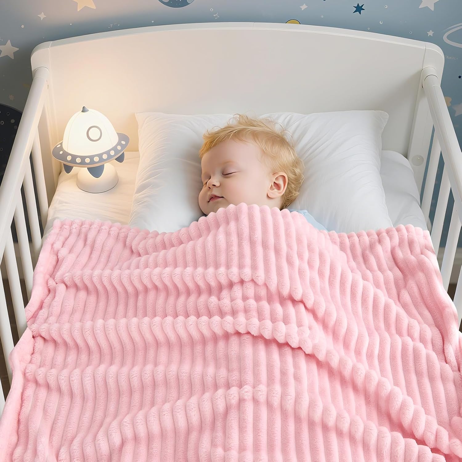 Soft Fleece Baby Blanket Ultra Cozy Pink Baby Blankets for Girls Warm and Lightweight Infant