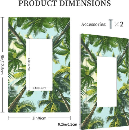 Summer Sky Coconut Palms Trees Green Plants Leaf Decorative Outlet Covers 1 Gang Single Rocker Light Switch Cover Plate Wall Plates GFCI Faceplate for Bed Room Living Room Decor